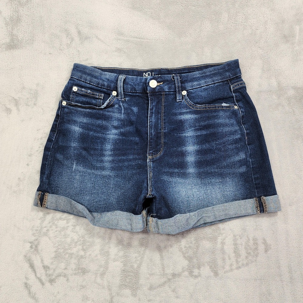 No Boundaries Shorts Womens 13 Juniors Blue Denim Cuffed Cutoff Stretch Casual